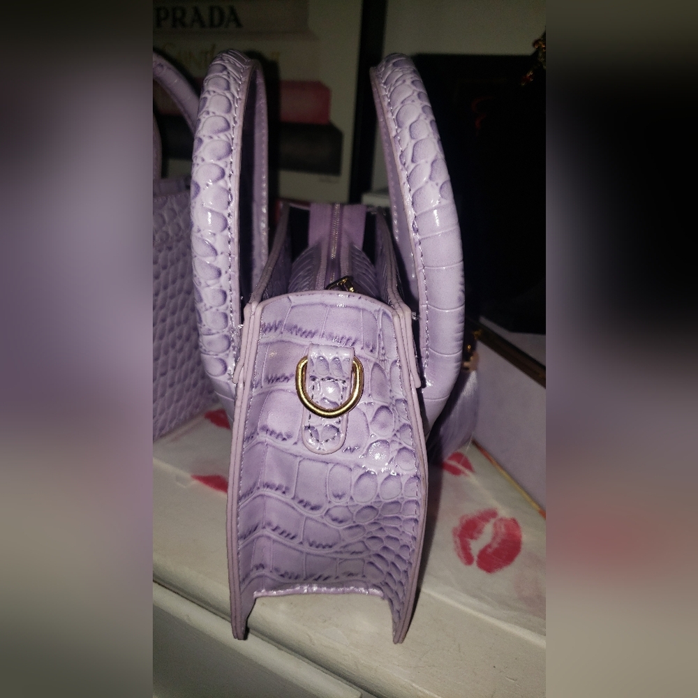 Faux Croc Embossed Mini Handbag- purple - Picture 9 of 9